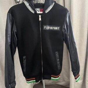 Philipp Plein Black Bomber Jacket with Multicolor Trim